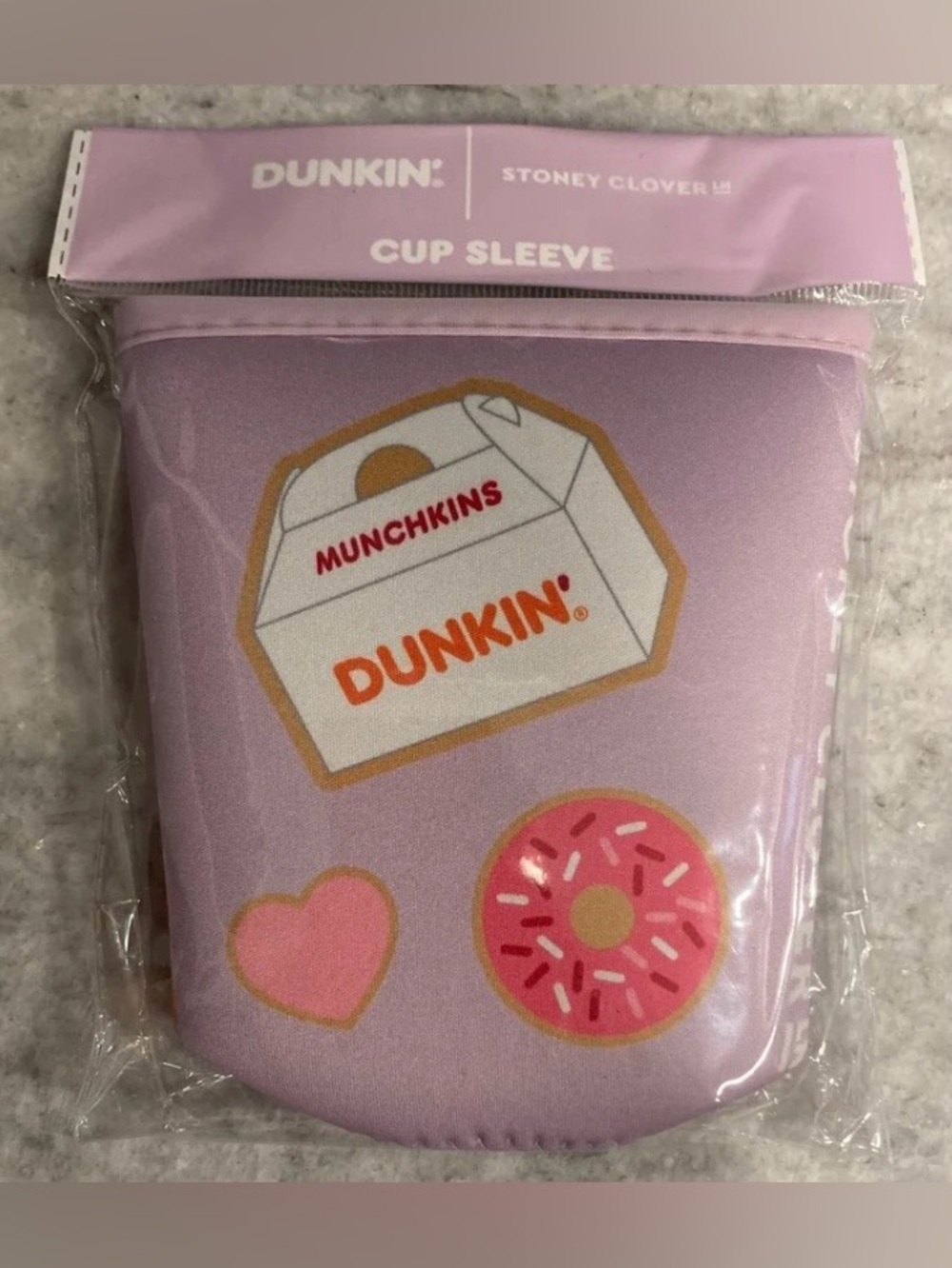 Stoney Clover Lane Dunkin' Lavender Cup Sleeve with Donut & Munchkins Graphics